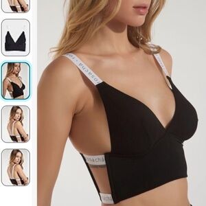 [rosa chá] 2pcs: Grey Black logo elastic band Knit jersey Sexy Tops.